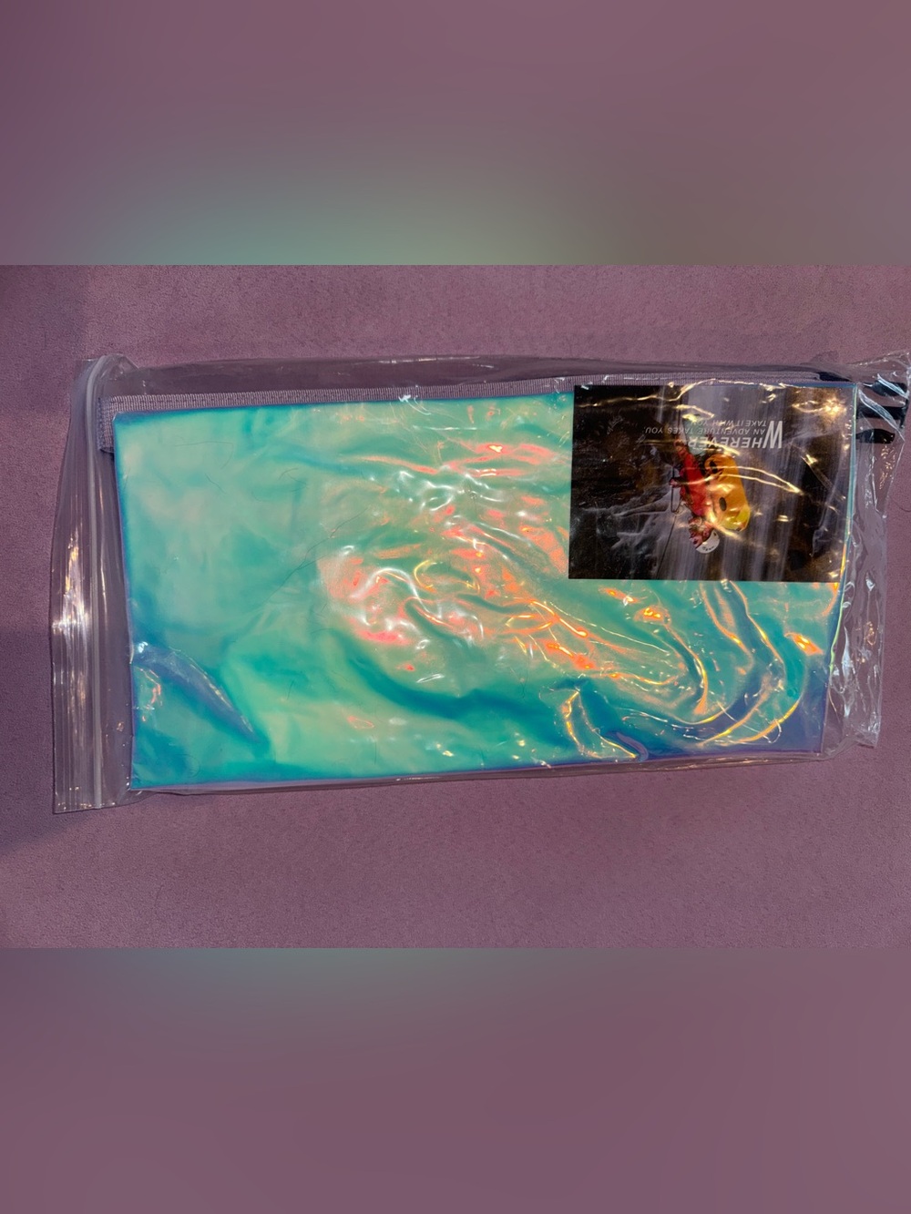 Iridescent Aqua Holographic Waterproof Bag NIB